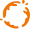 Abstract circular arrangement of orange and gray blocks forming a broken ring on white background.