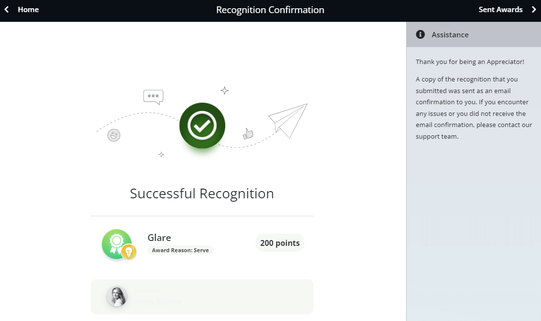 recognition confirmation