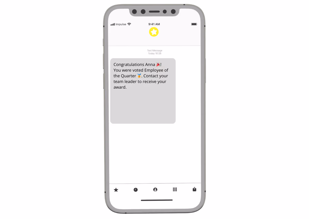 SMS nomination program winner notification