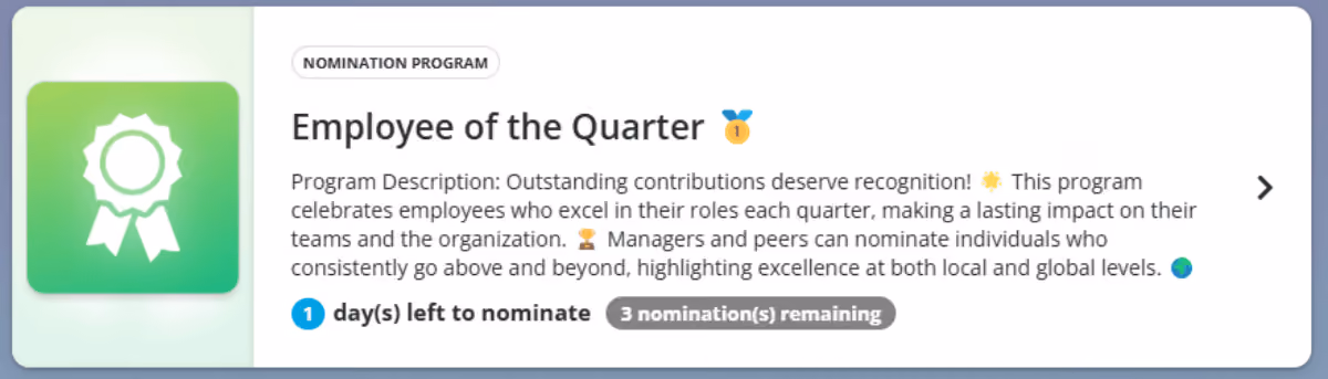 program details employee of the quarter nomination program