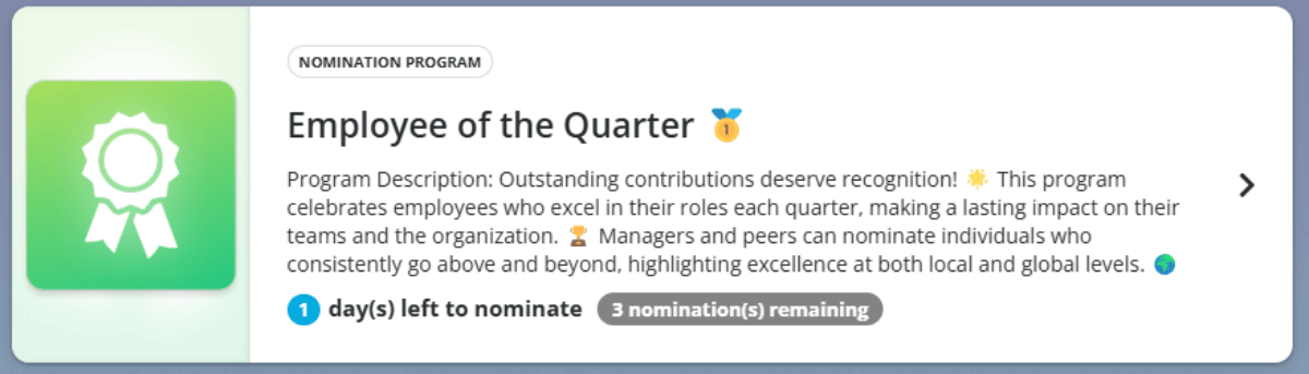 program details employee of the quarter nomination program