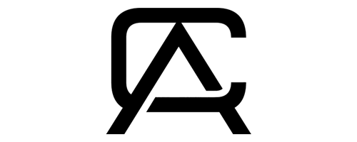Schwarzes Logo mit den Buchstaben A und C, die ineinander verschlungen sind.