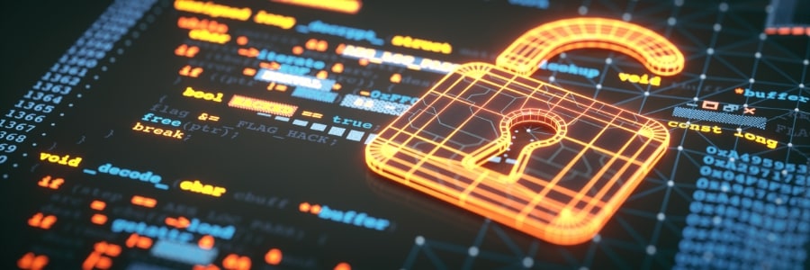 Glowing open padlock over cybersecurity code on dark digital background, illustrating password vulnerability concepts