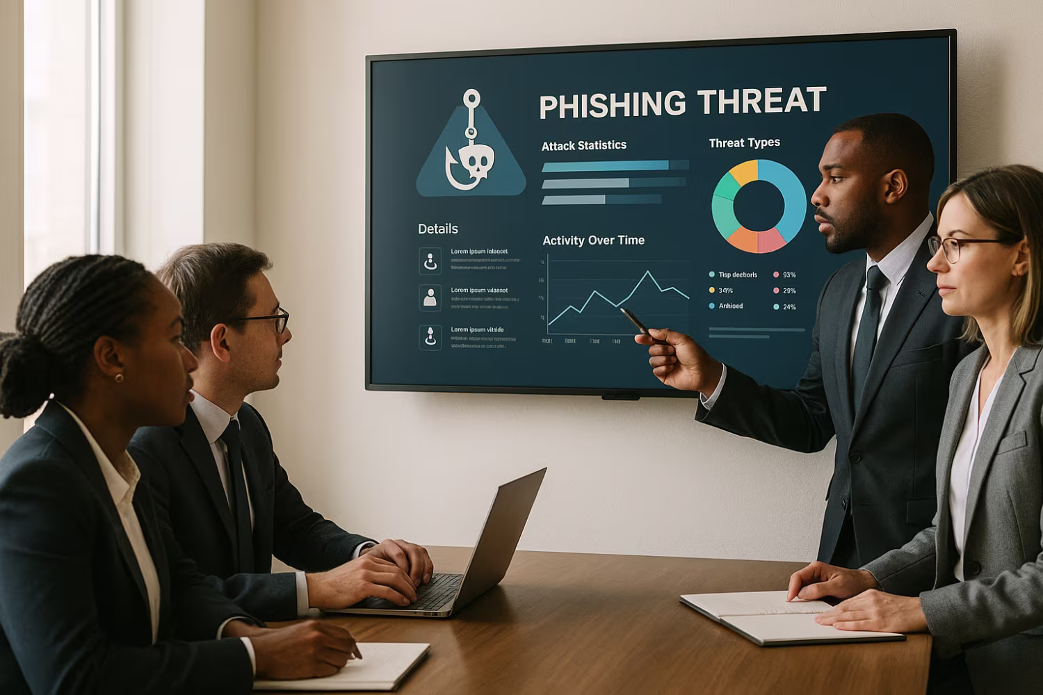 Professionals analyzing phishing attack examples