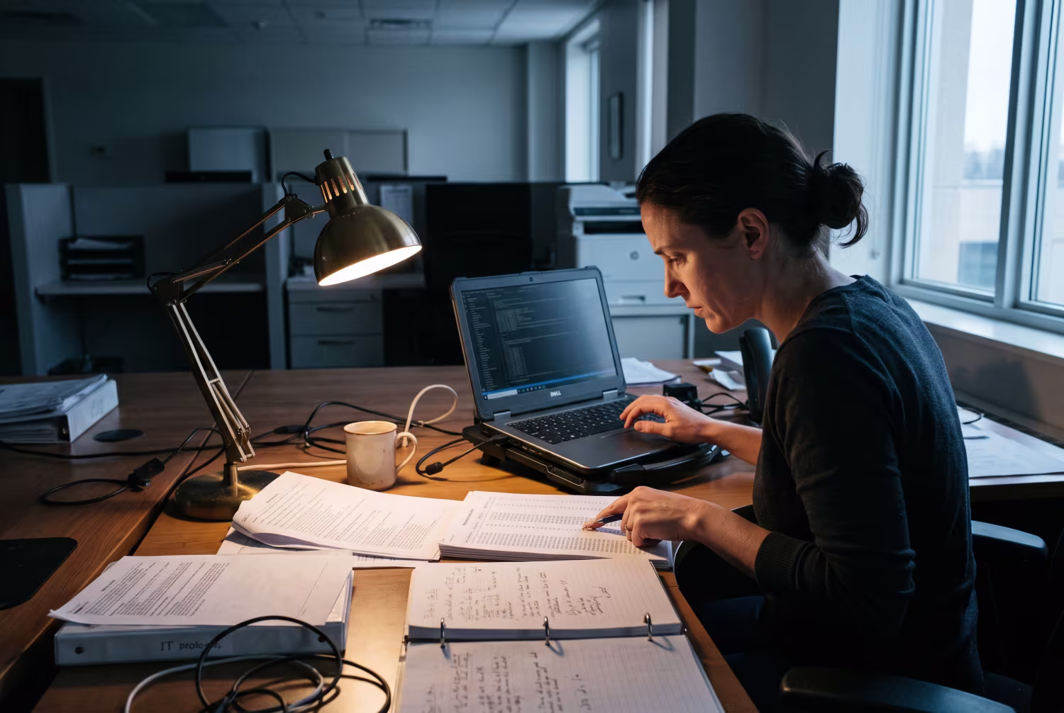 IT professional analyzing data for insider threat detection