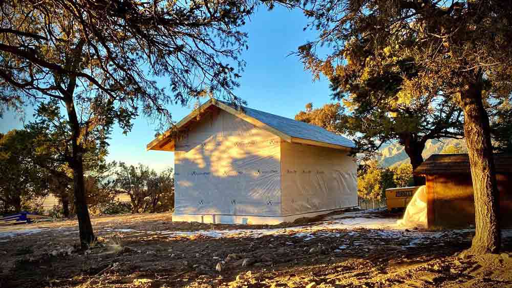 Construction work on the new retreat cabin at Crestone Mountain Zen Center