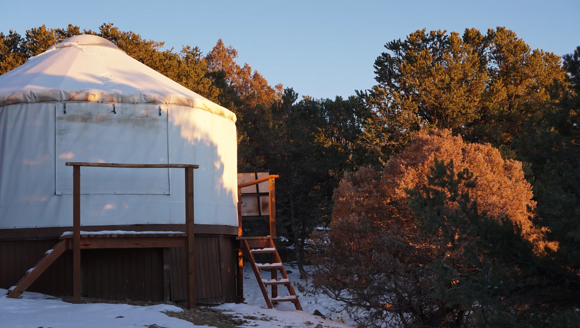 Quiet outdoor spot at Crestone Mountain Zen Center in the Colorado mountains