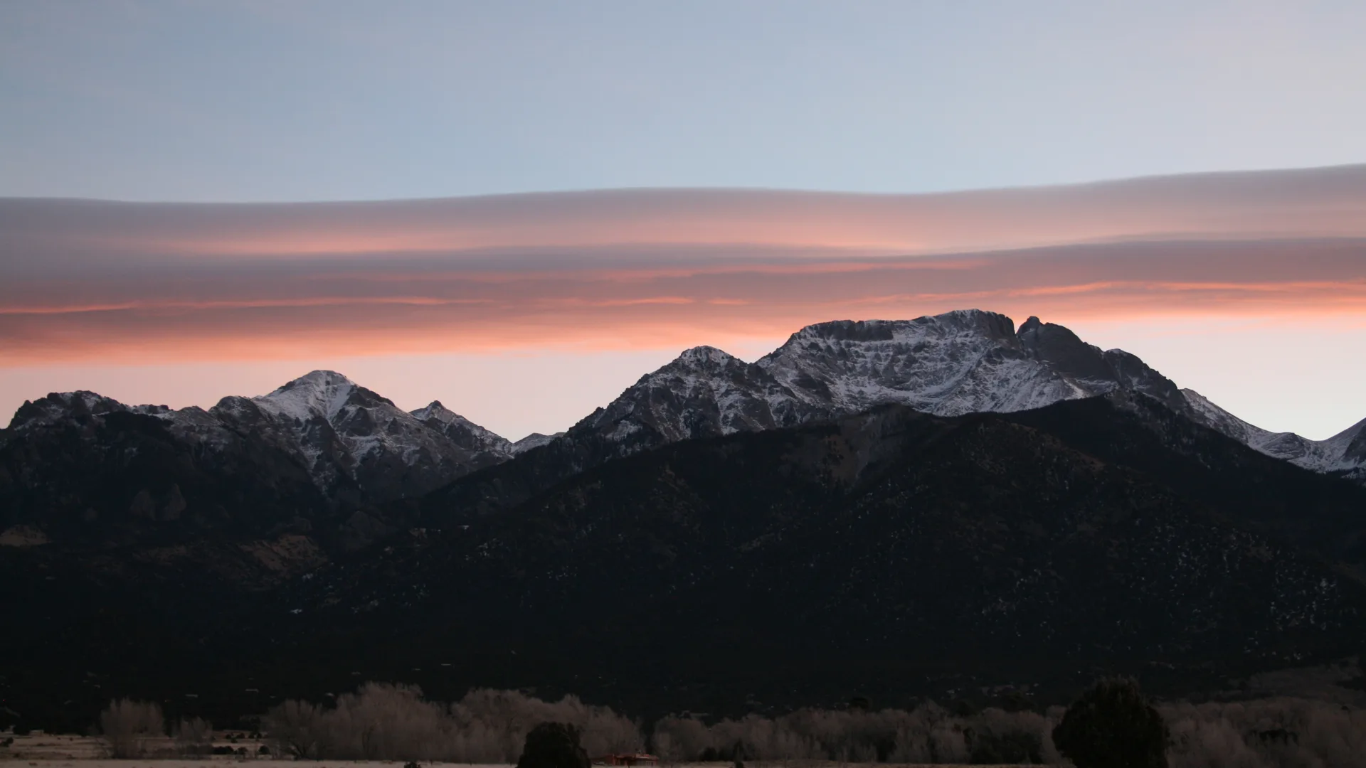 Panoramic mountain landscape surrounding Crestone Mountain Zen Center