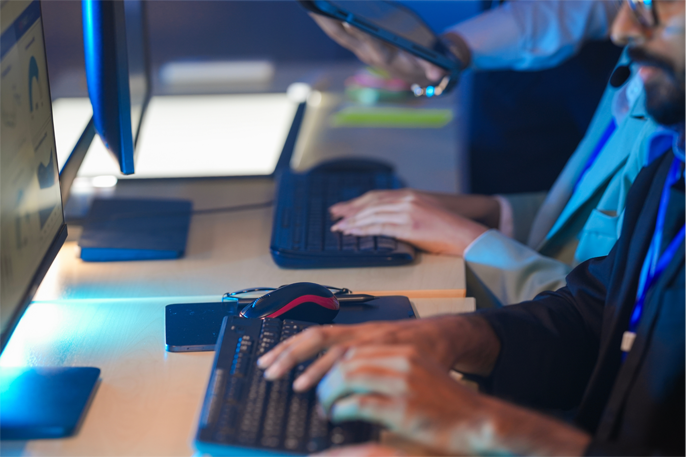 Data Analyst on computer 