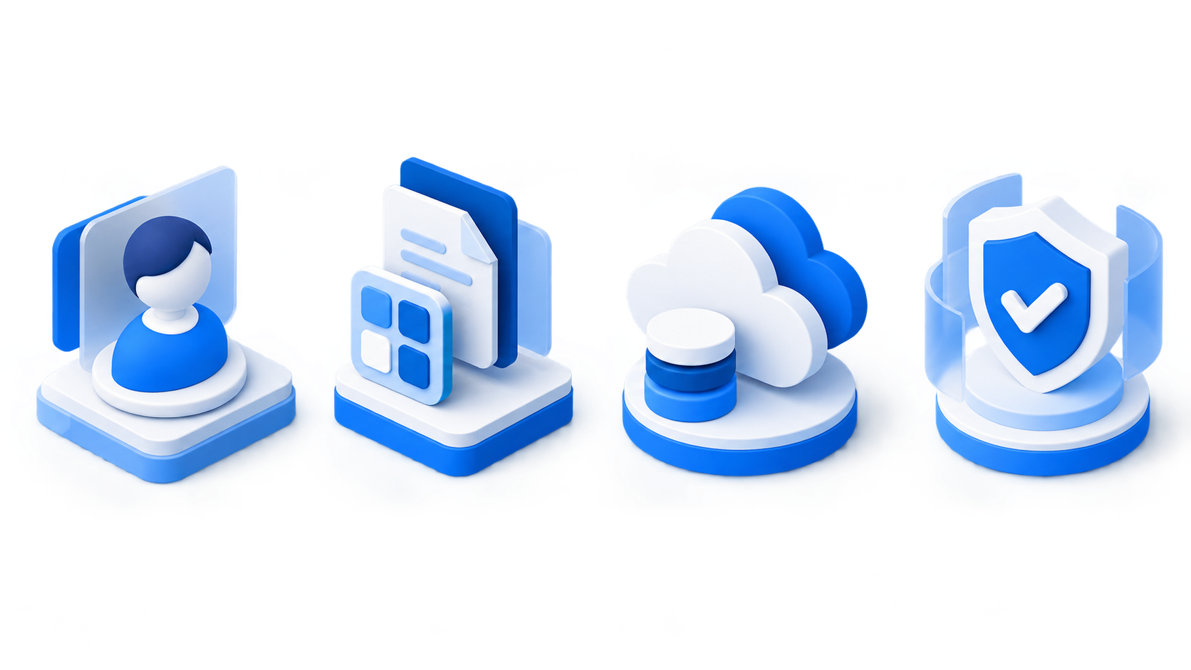 Four core layers of an enterprise Microsoft 365 licensing decision: user, applications, cloud services and protection.