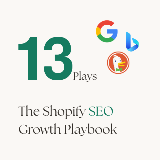 Shopify SEO Growth Playbook cover showing 13 organic growth plays