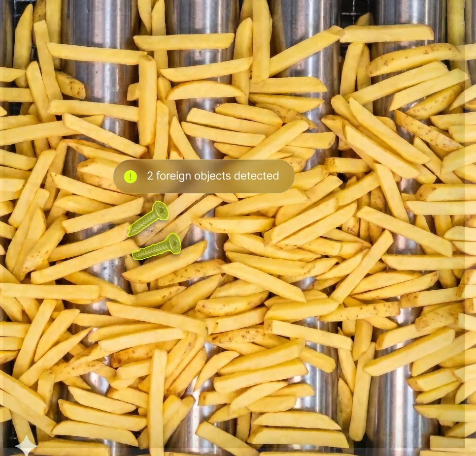 Photo of food production environment showing Polysense quality control application for this industry