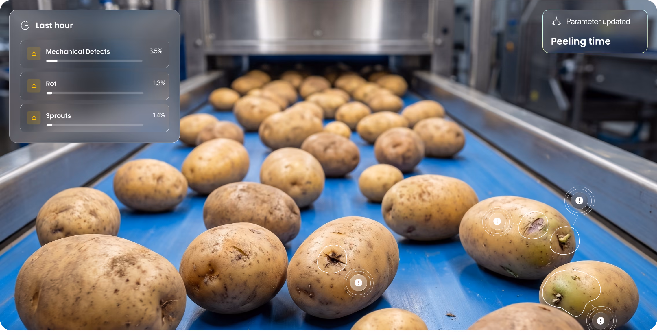 Polysense AI-powered inline quality control system on a food production line
