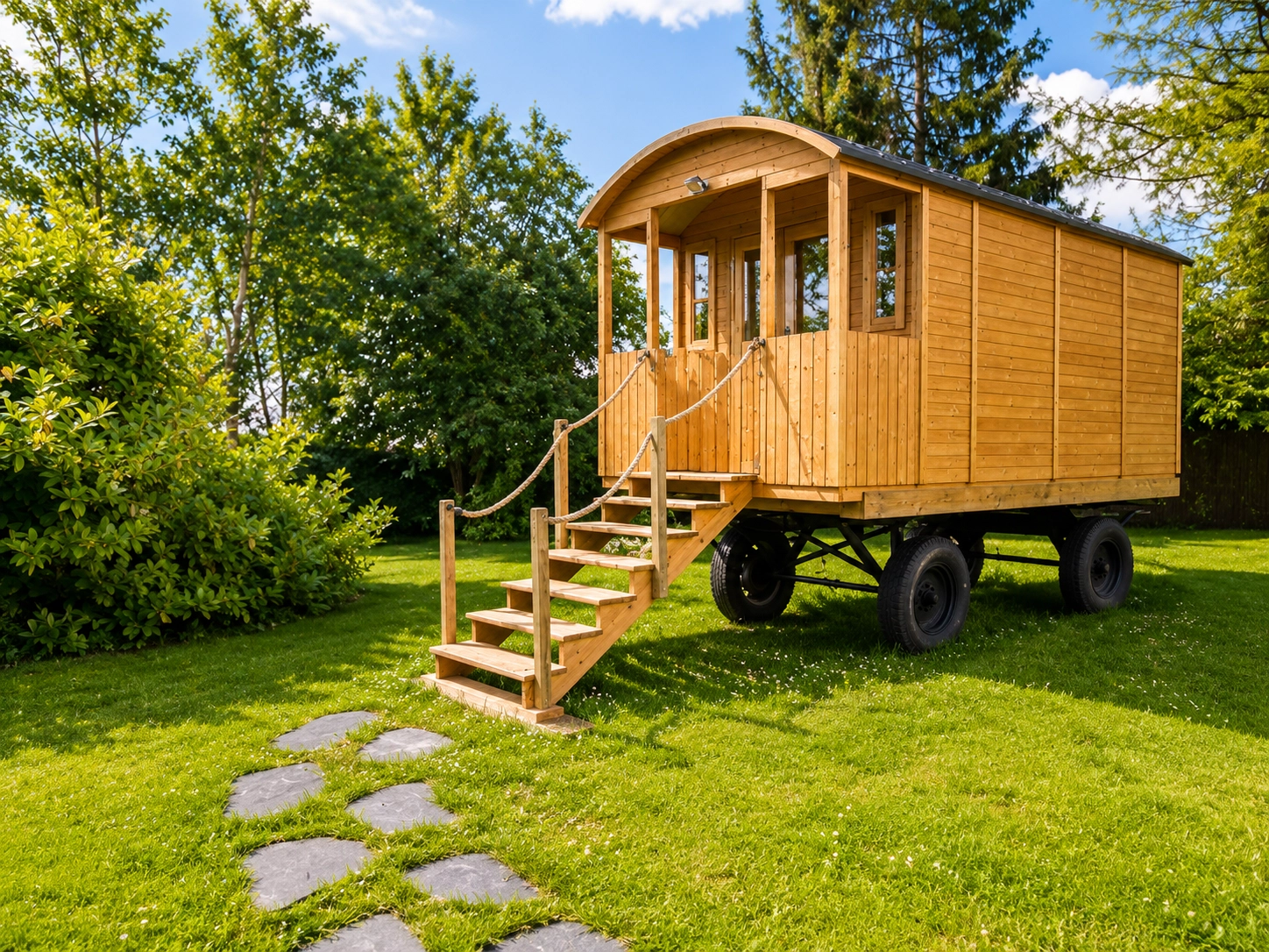 Gypsy caravan at the Domaine de la Huguenoterie.