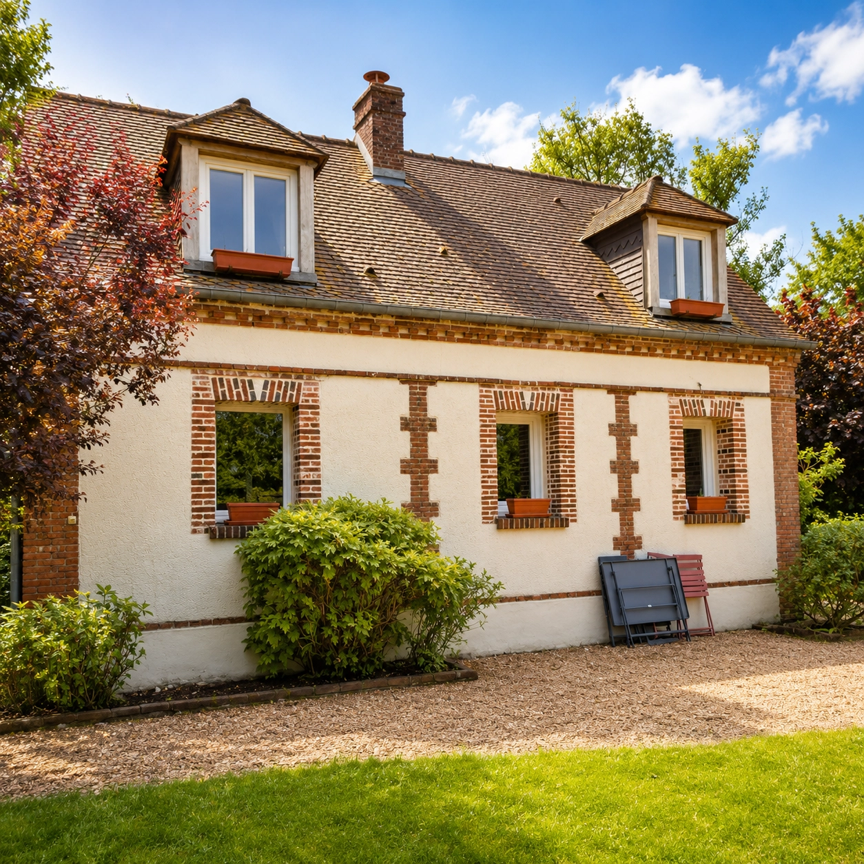 Facade of the Maison des Prunelles, at the Huguenoterie estate.