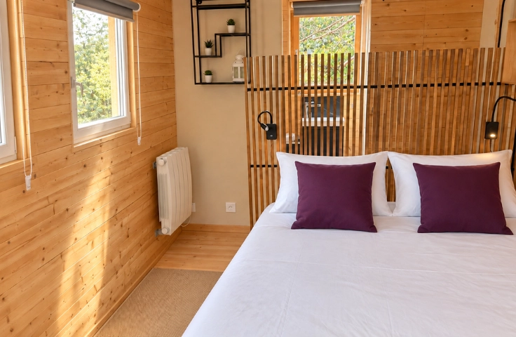 chambre cocooning dans la roulotte