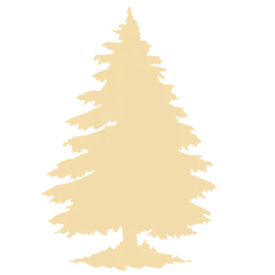 Silhouette of a bottomless gold fir tree.