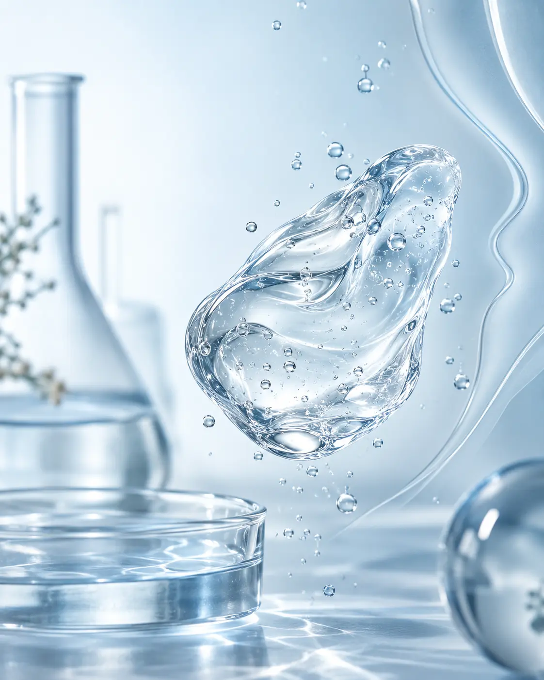 Clear hyaluronic-acid gel represented in a clean medical setting
