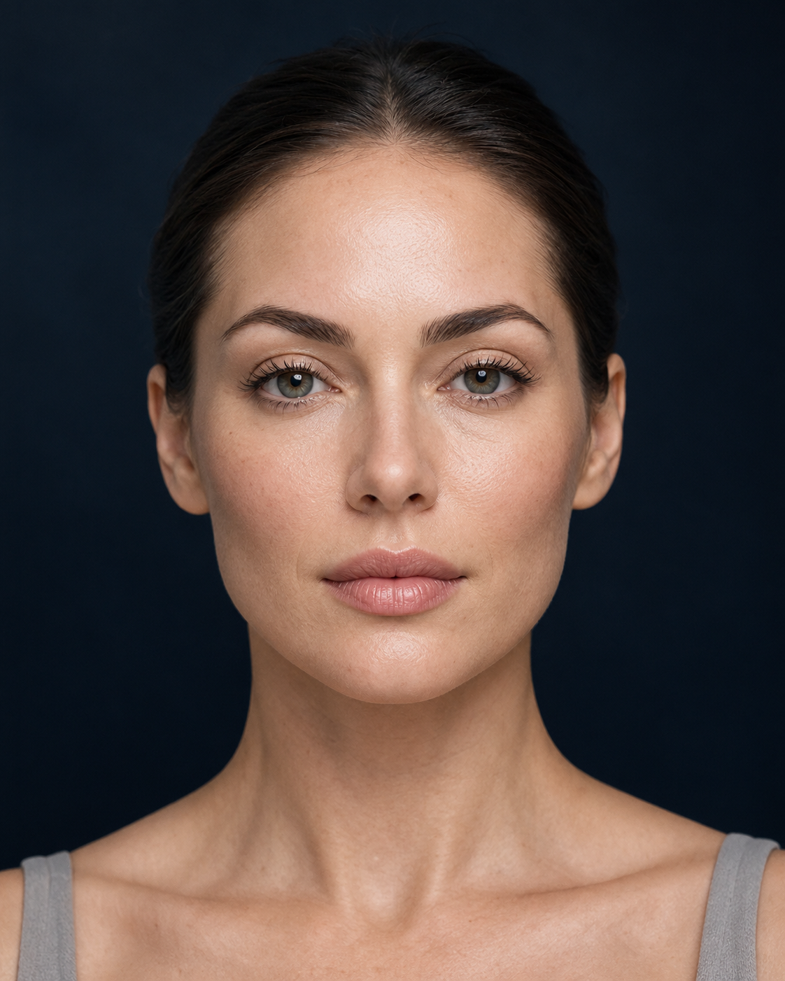 Close portrait of a woman with naturally defined lips, showing the Cupid's bow and lip border
