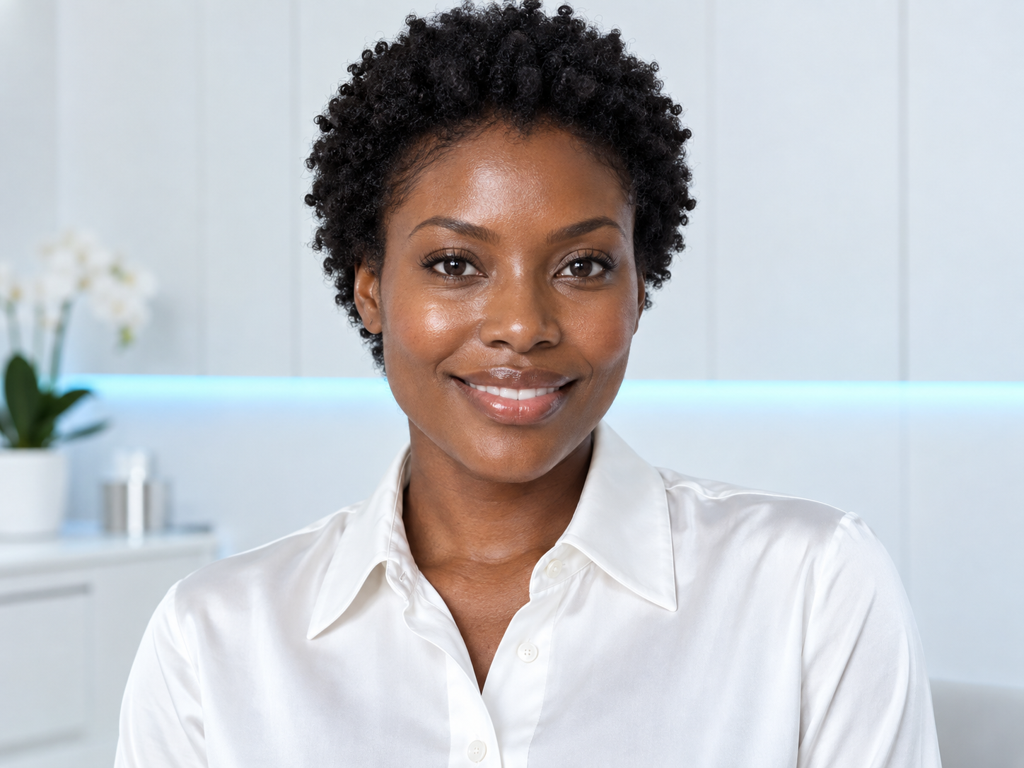 A woman relaxing during a calm medical facial