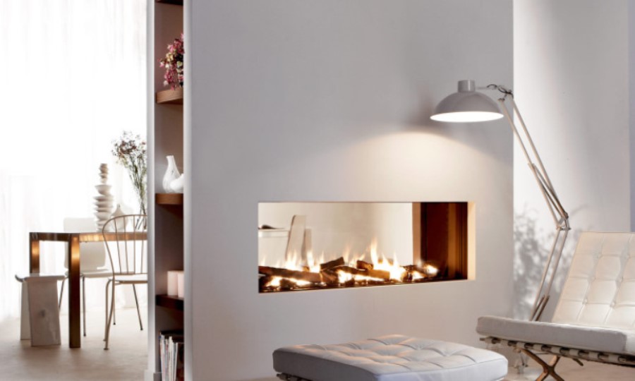Glass Enclosed Double Sided Fireplace