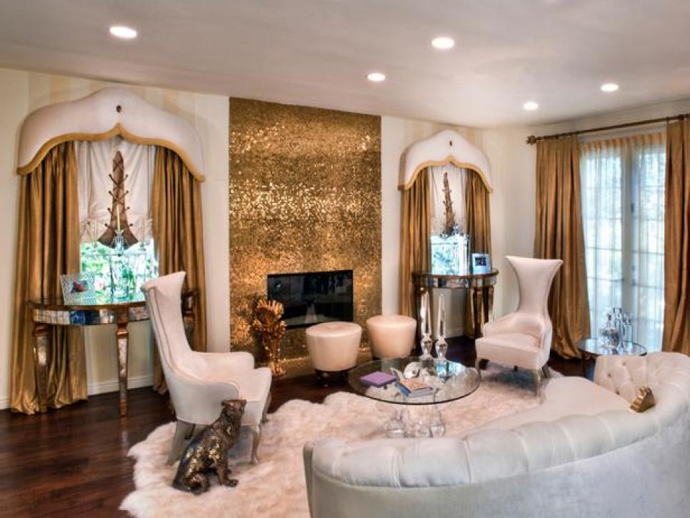 Gold gas fireplace