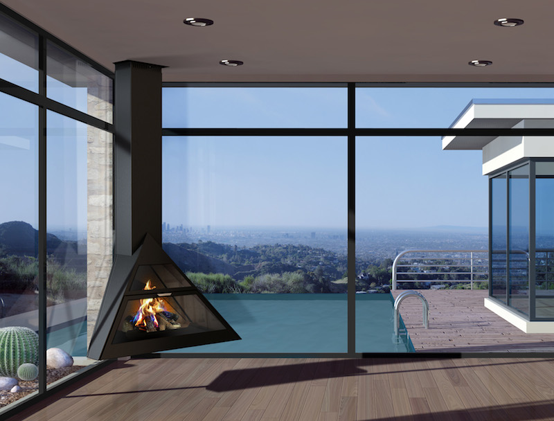 Minimal design for hanging fireplace