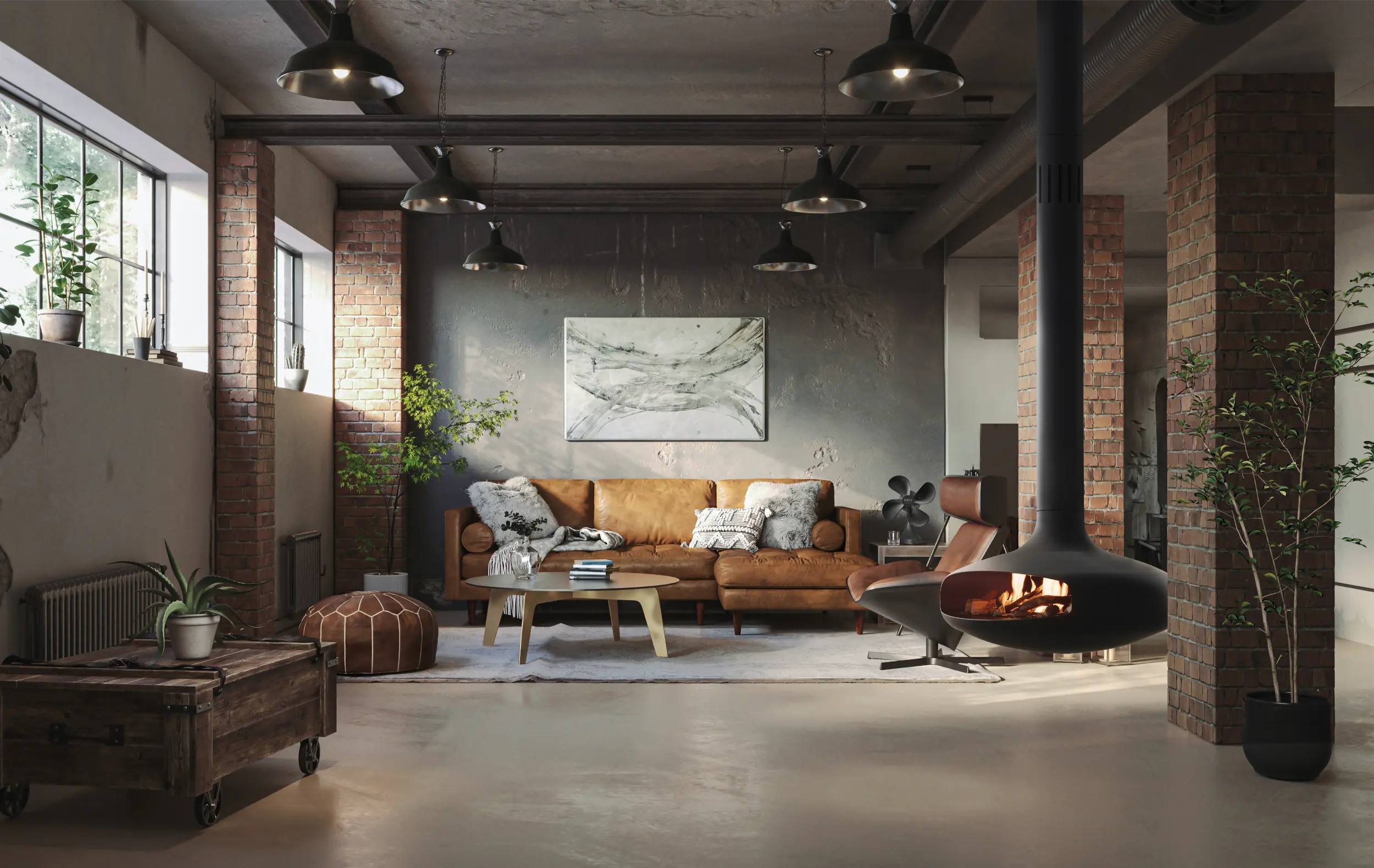 Domofocus central suspended pivoting bioethanol fireplace by Focus Creation, from Modus Fireplaces UK