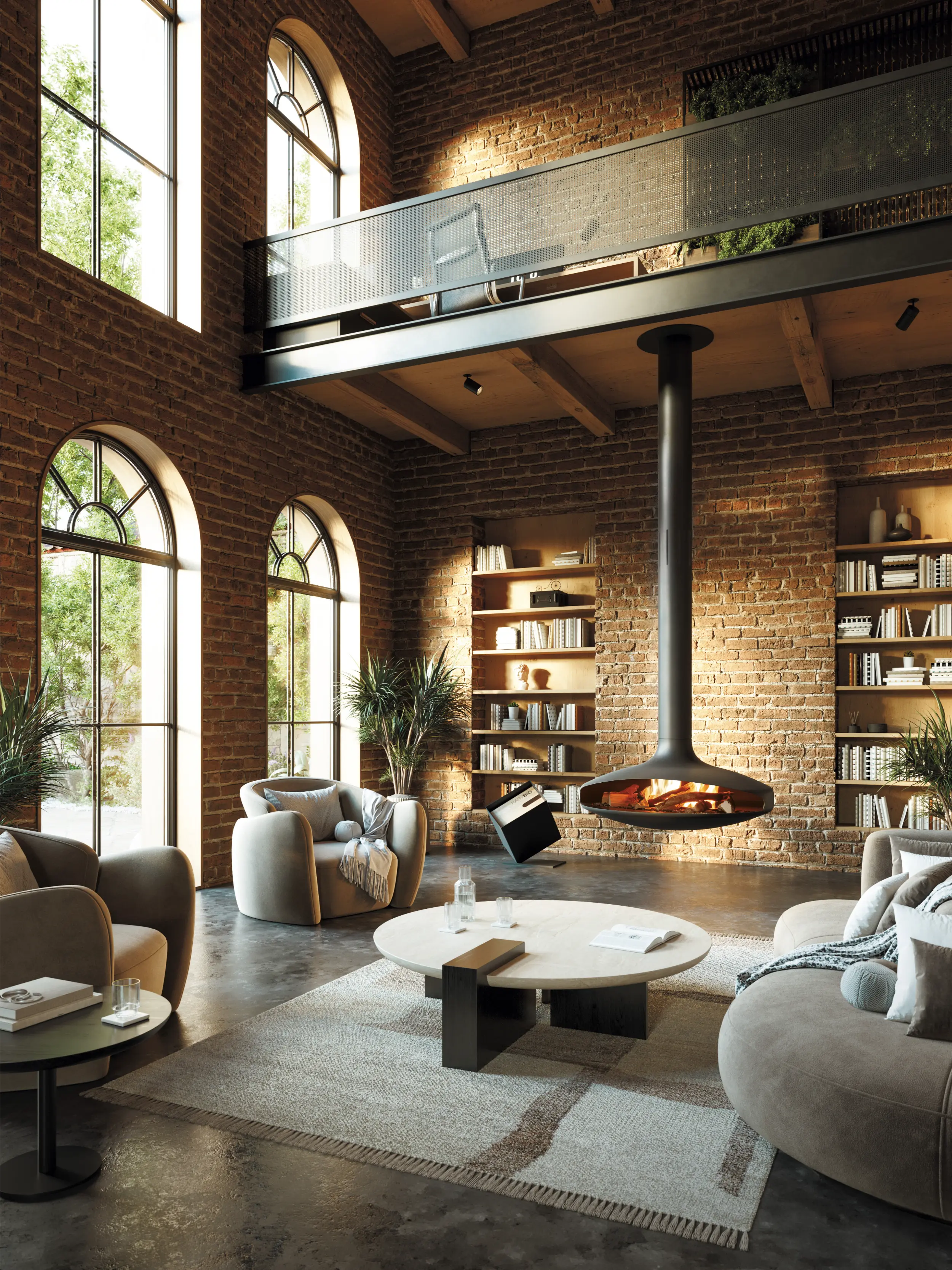 Gyrofocus Bioethanol suspended pivoting fireplace by Focus Creation, from Modus Fireplaces UK