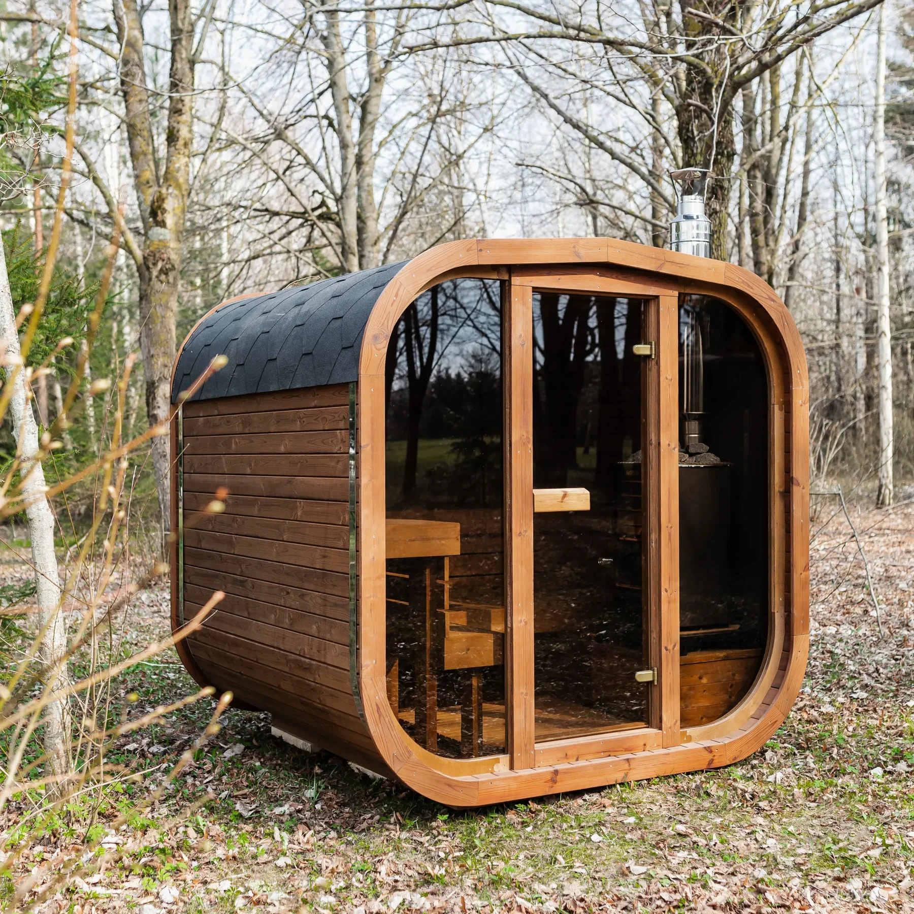 Mini Cube sauna – bočná perspektíva