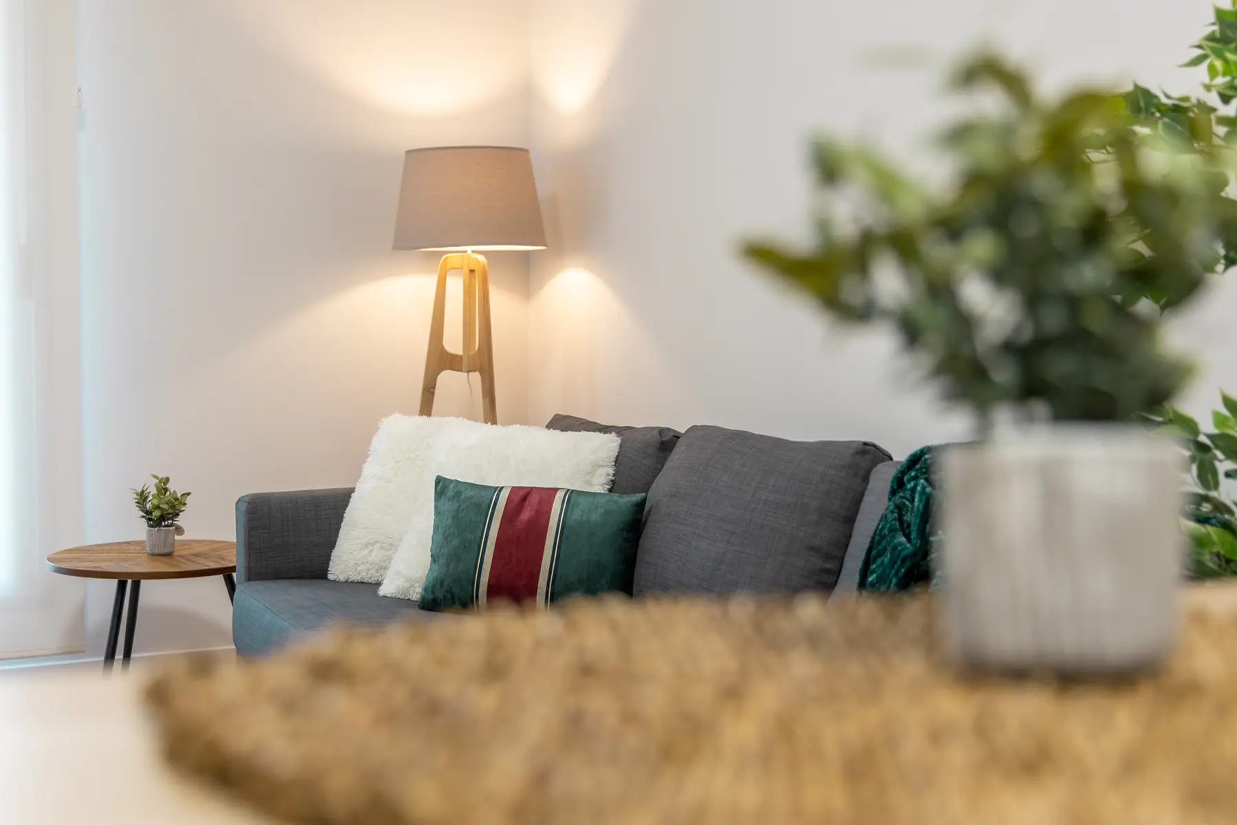 Detalle del sofá con cojines — Apartamento de 1 Habitación - Estilo D, InsideHome Ciudad de Valladolid, Valladolid