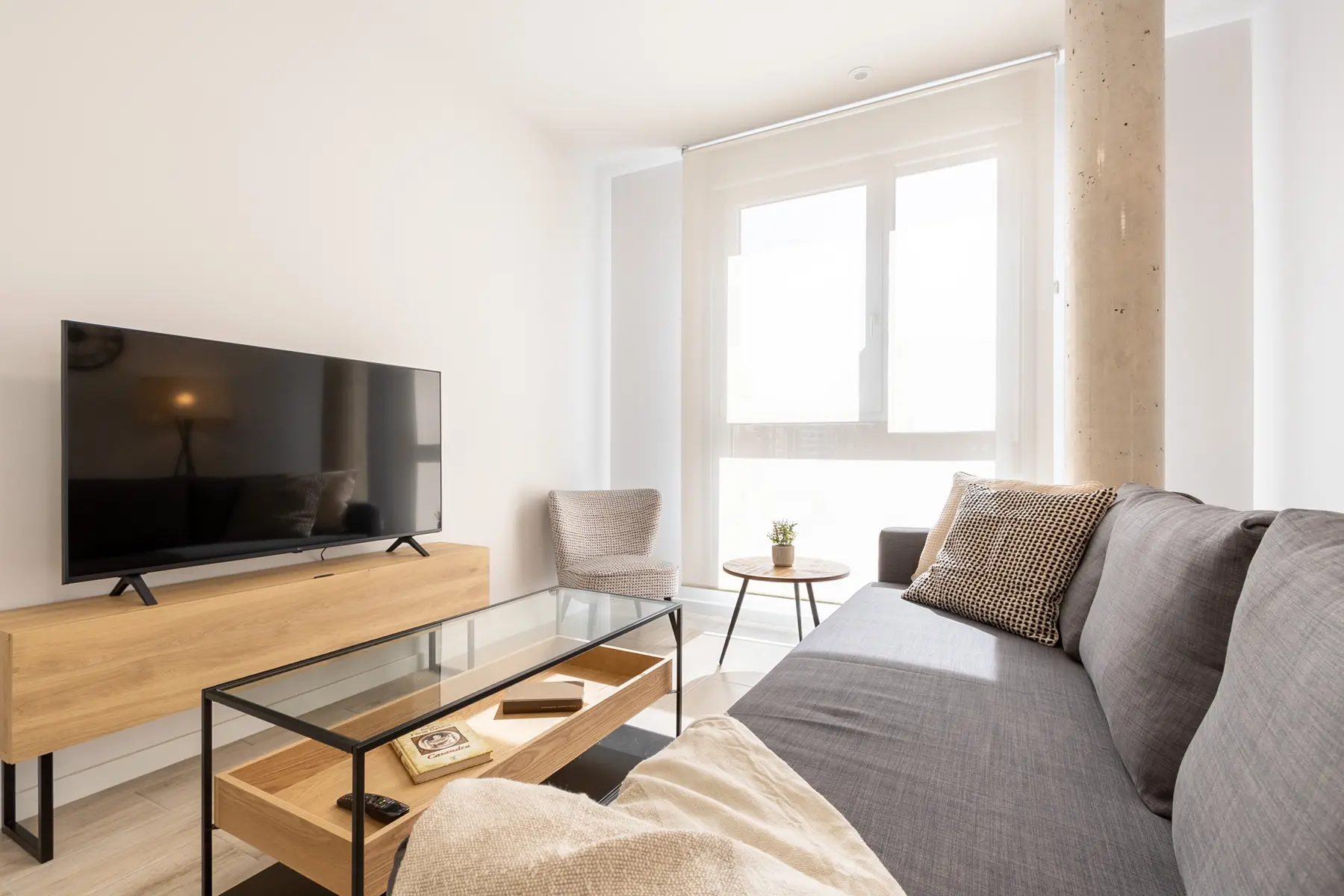 Salón con TV y mesa de centro — Apartamento de 1 Habitación - Estilo A, InsideHome Ciudad de Valladolid, Valladolid
