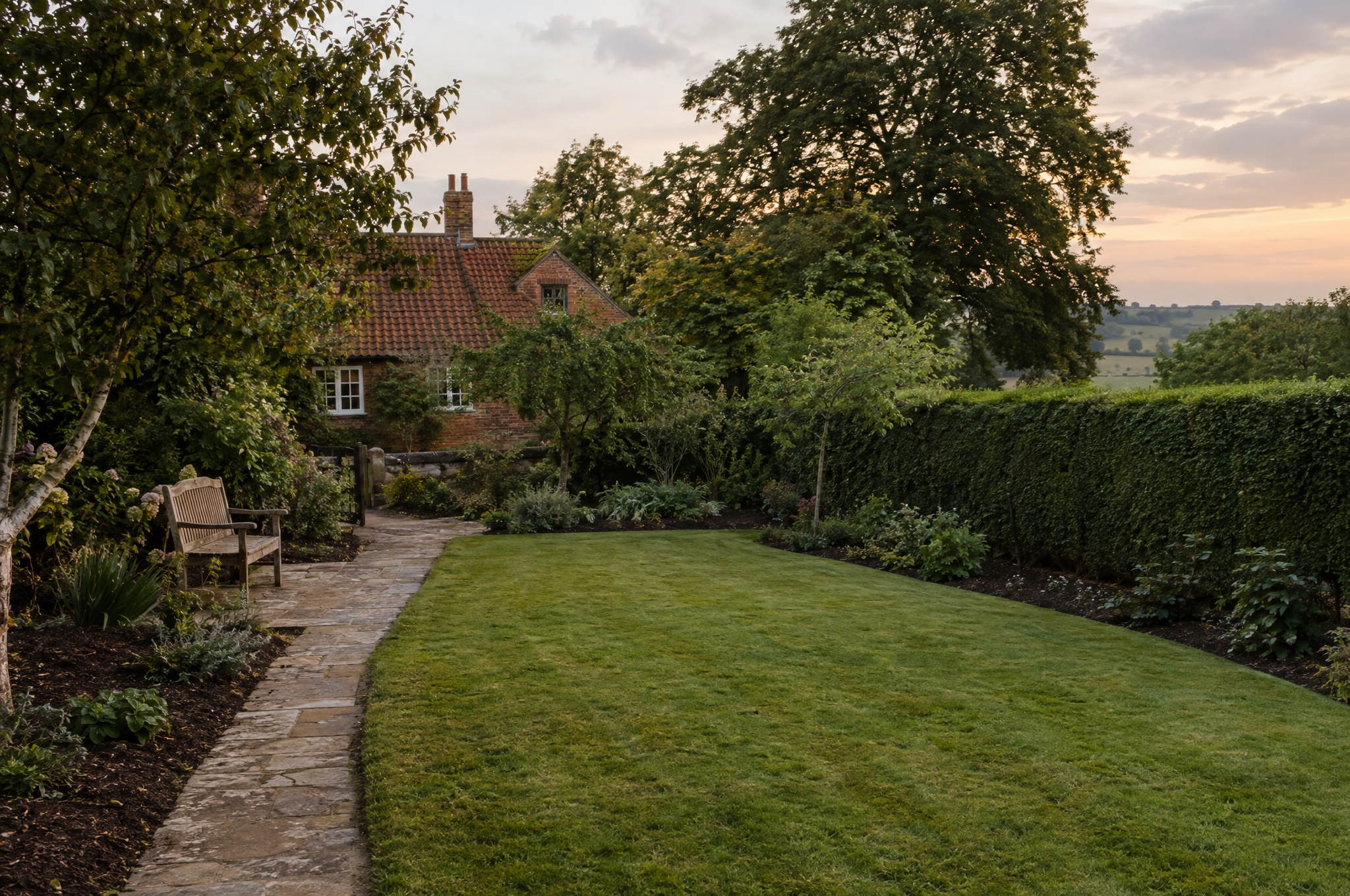 Restored country garden at the end of the work, tidy and usable again