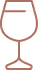 Simple brown line icon of a wine glass with stem and base.