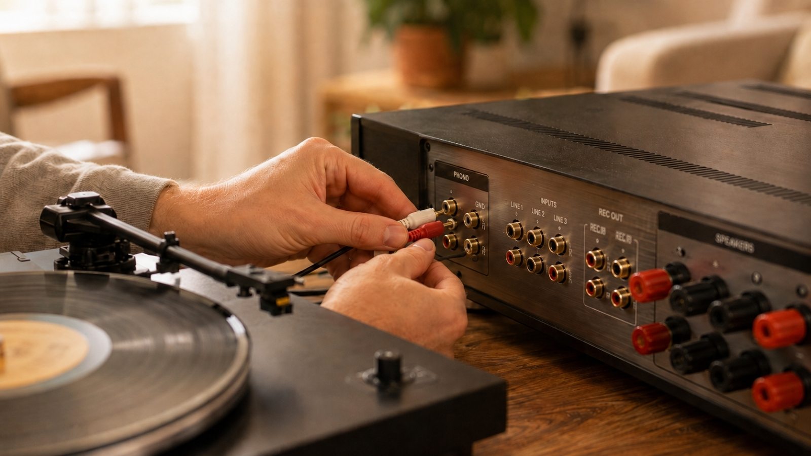 Plattenspieler anschließen: Verstärker, Phono-Preamp und Kabel. VinylRecordsLove