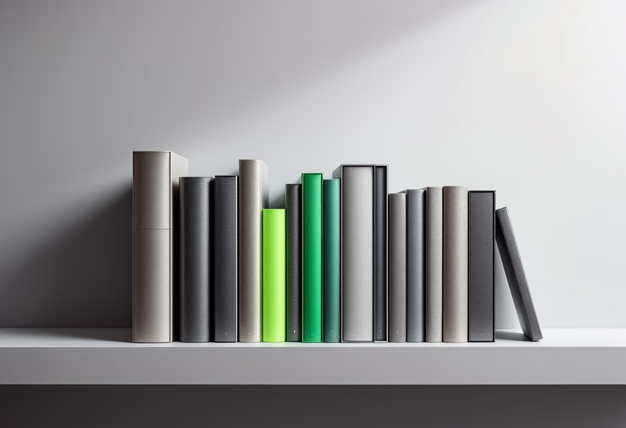 image of a modern book display in a bookstore