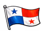 Flag of Panama with two stars, blue and red vertical bands on a waving cloth.