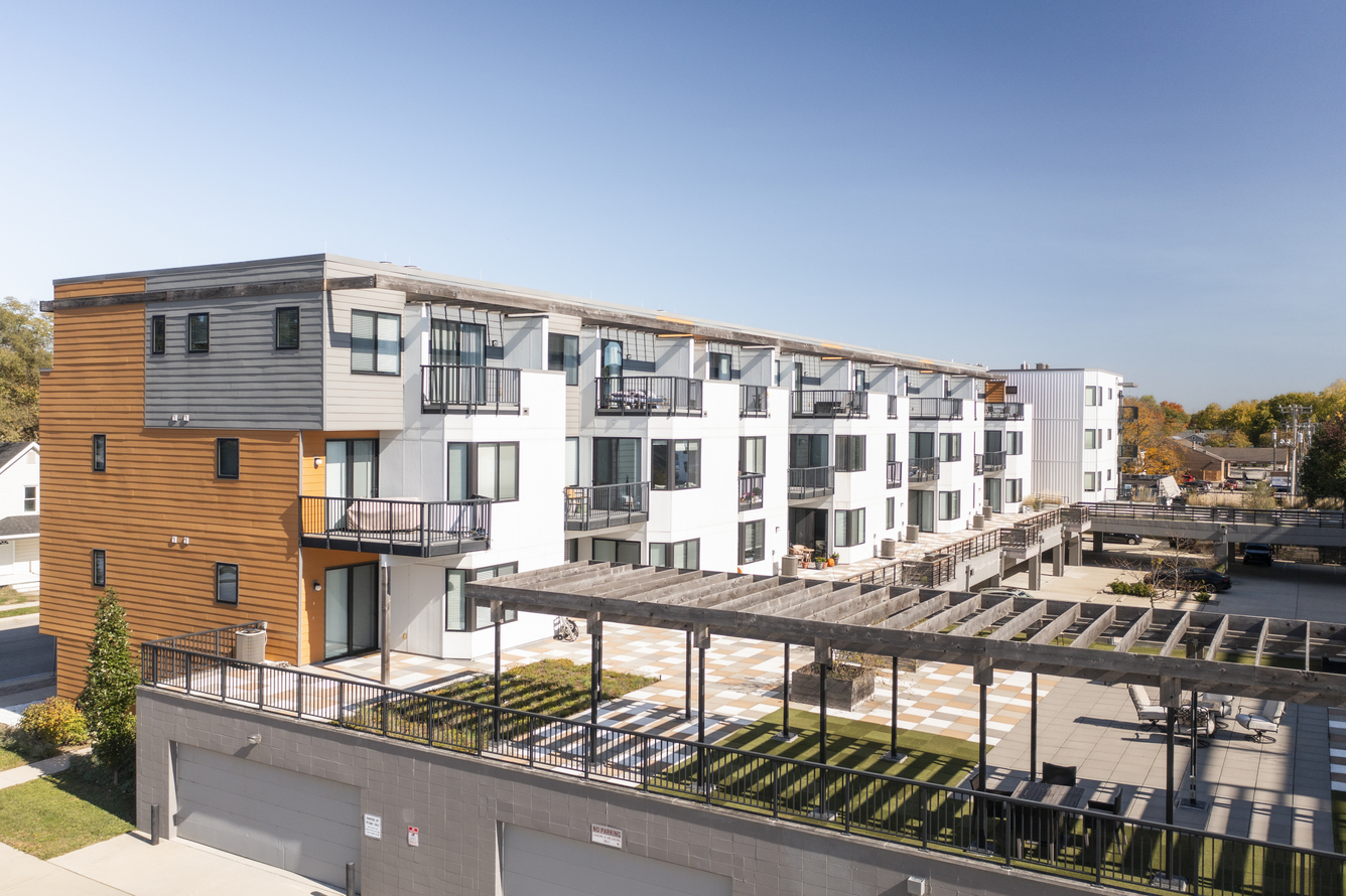 River Rock condominiums on the St. Joseph River in downtown Mishawaka, Indiana