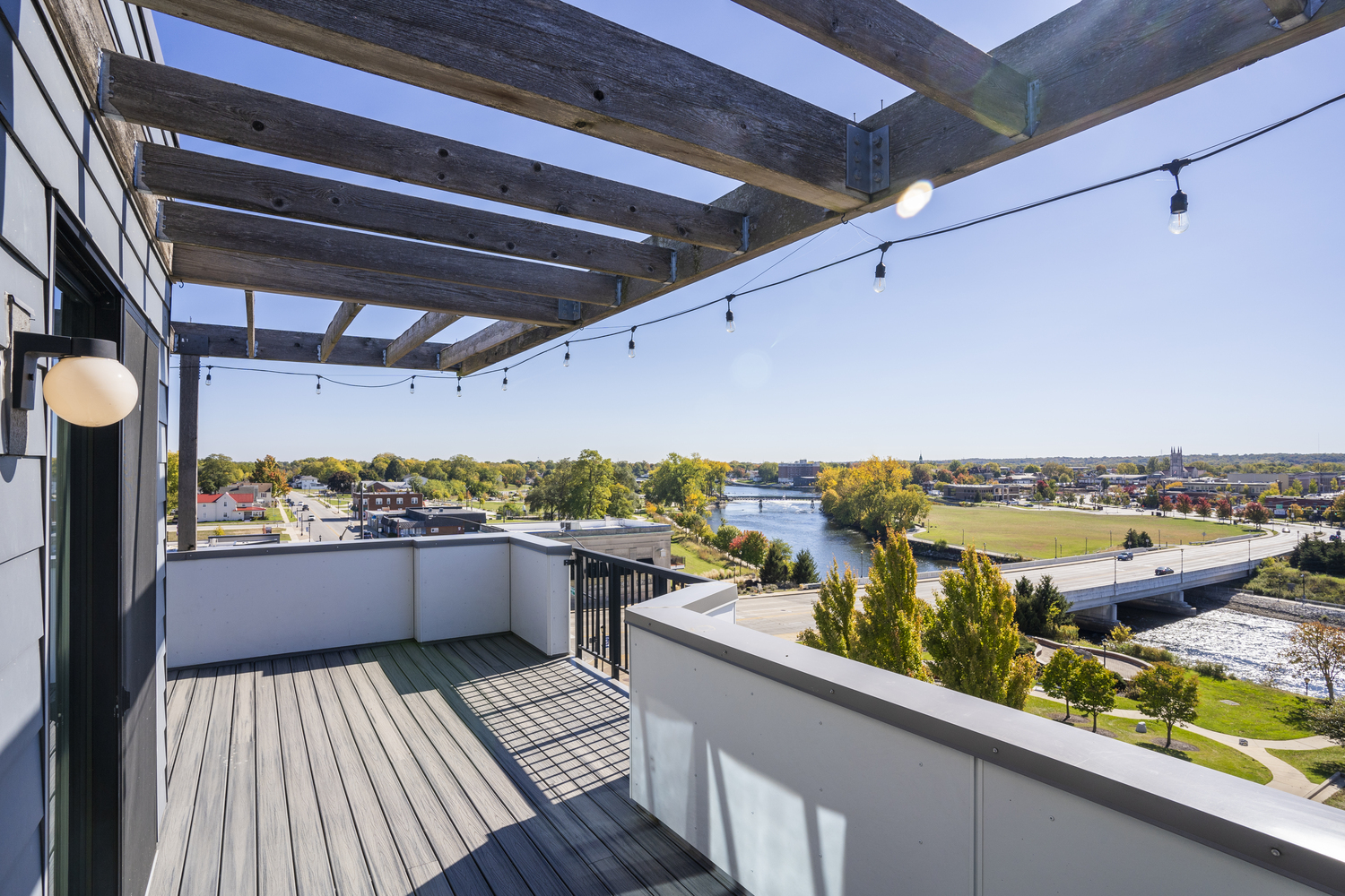 River views from a River Rock penthouse balcony in Mishawaka