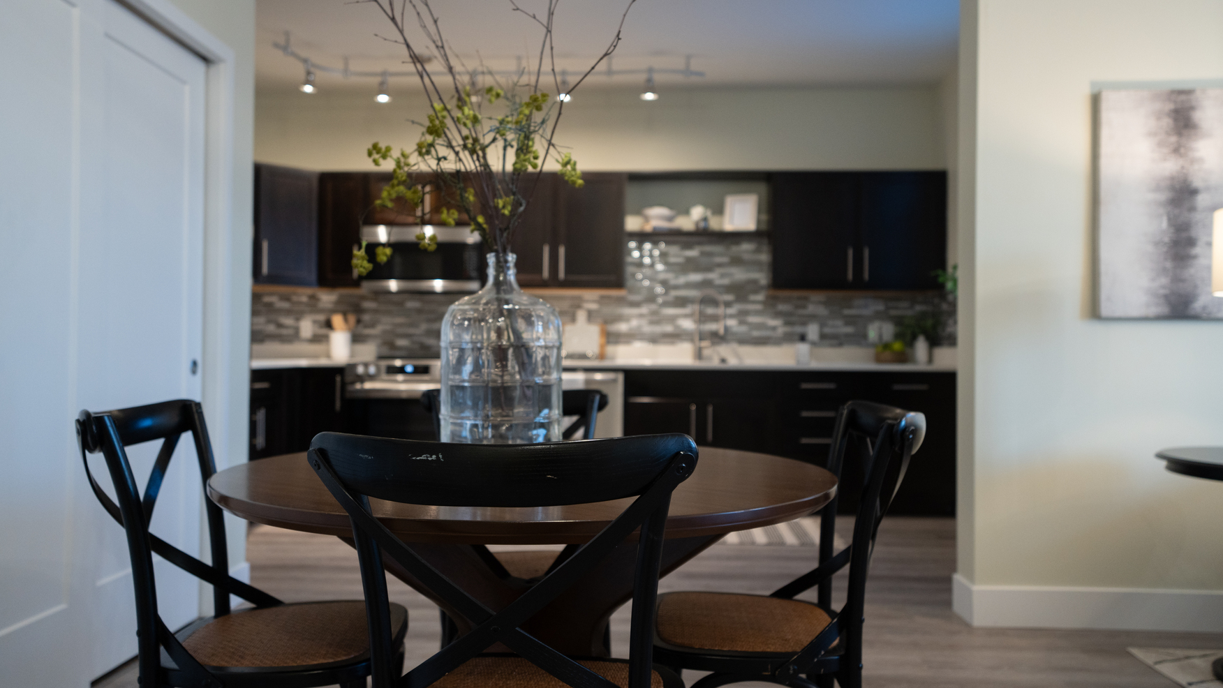 Modern kitchen interior at River Rock condominiums in Mishawaka