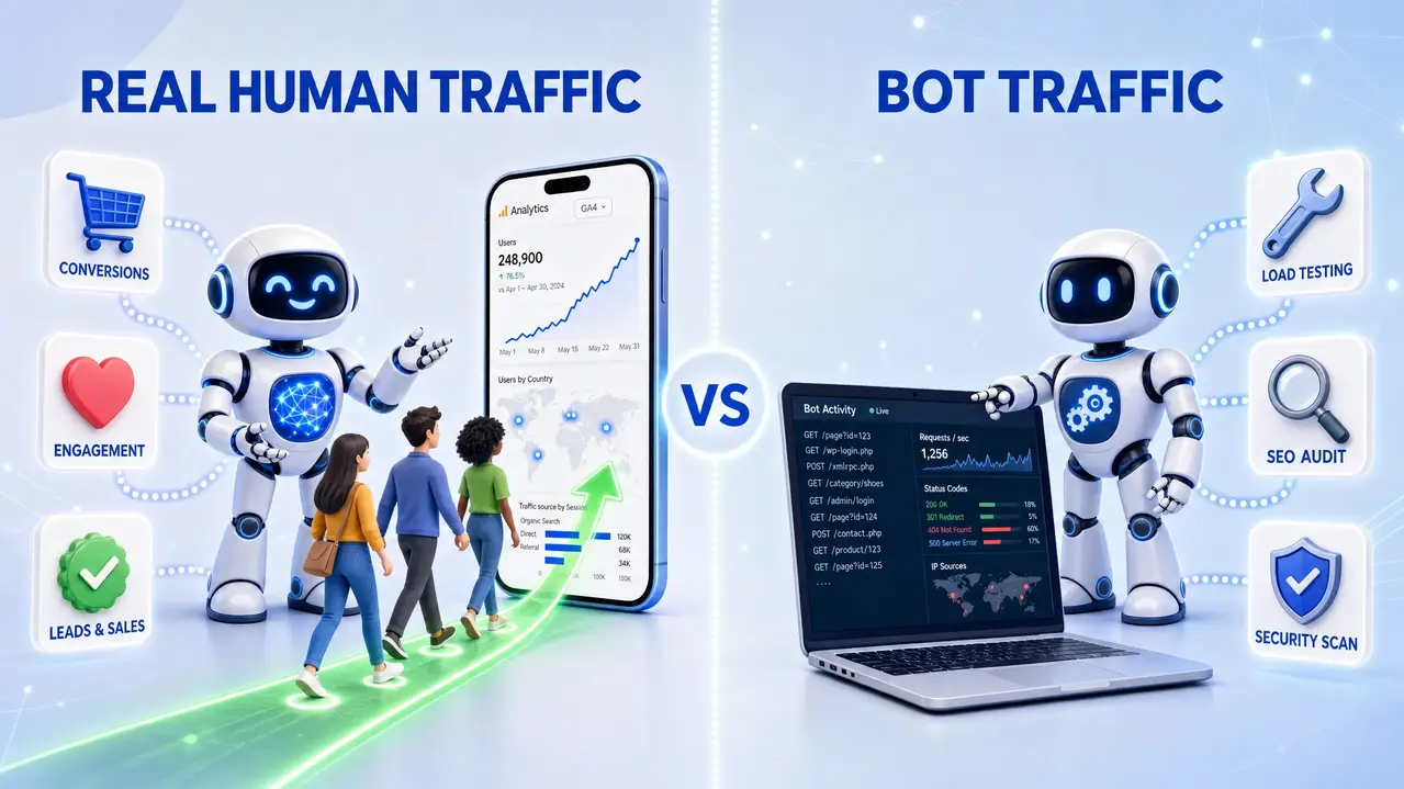 real traffic vs bot traffic