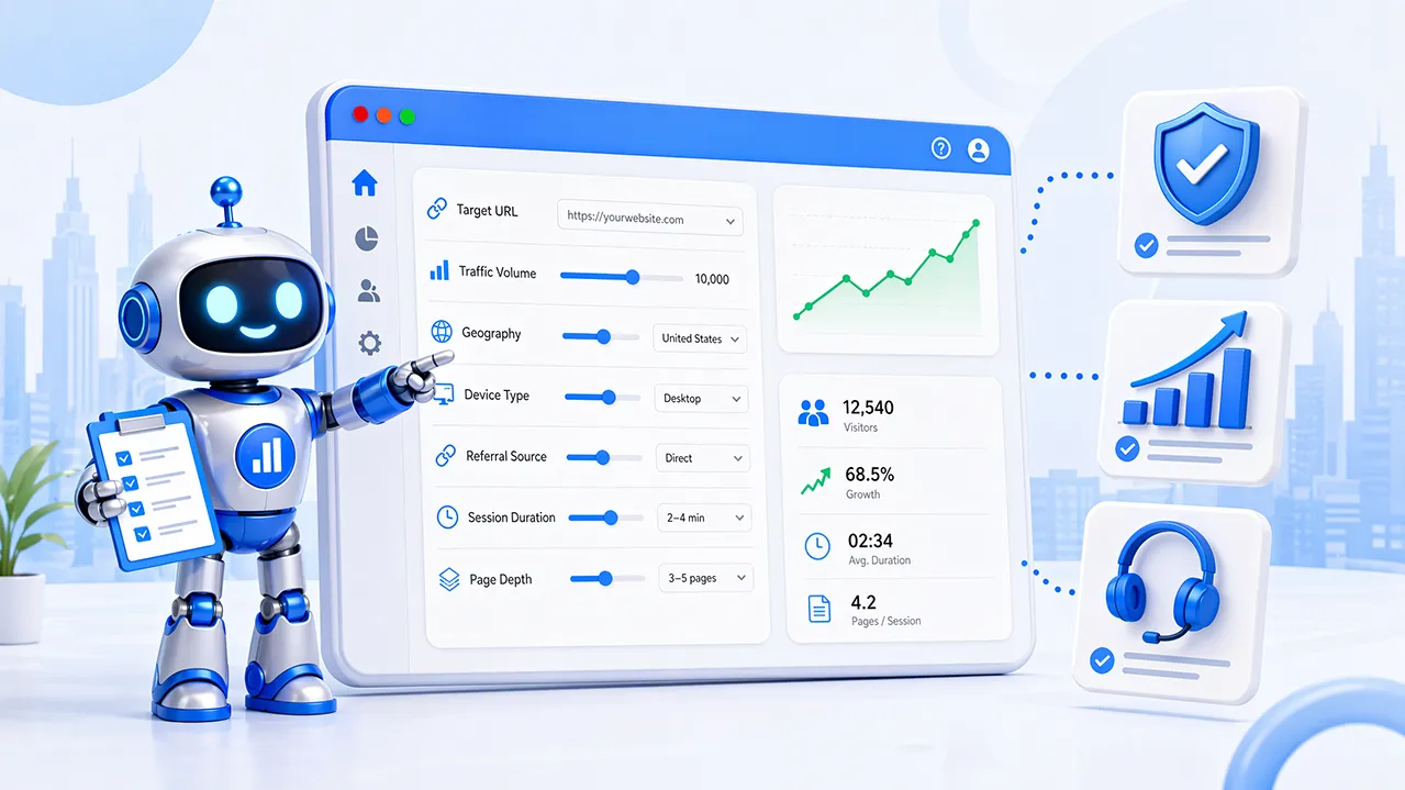 Good traffic bot tool with website traffic settings and analytics dashboard