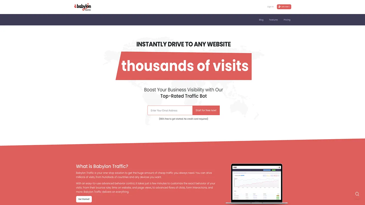 BabylonTraffic traffic bot tool with action-based settings and behavior controls