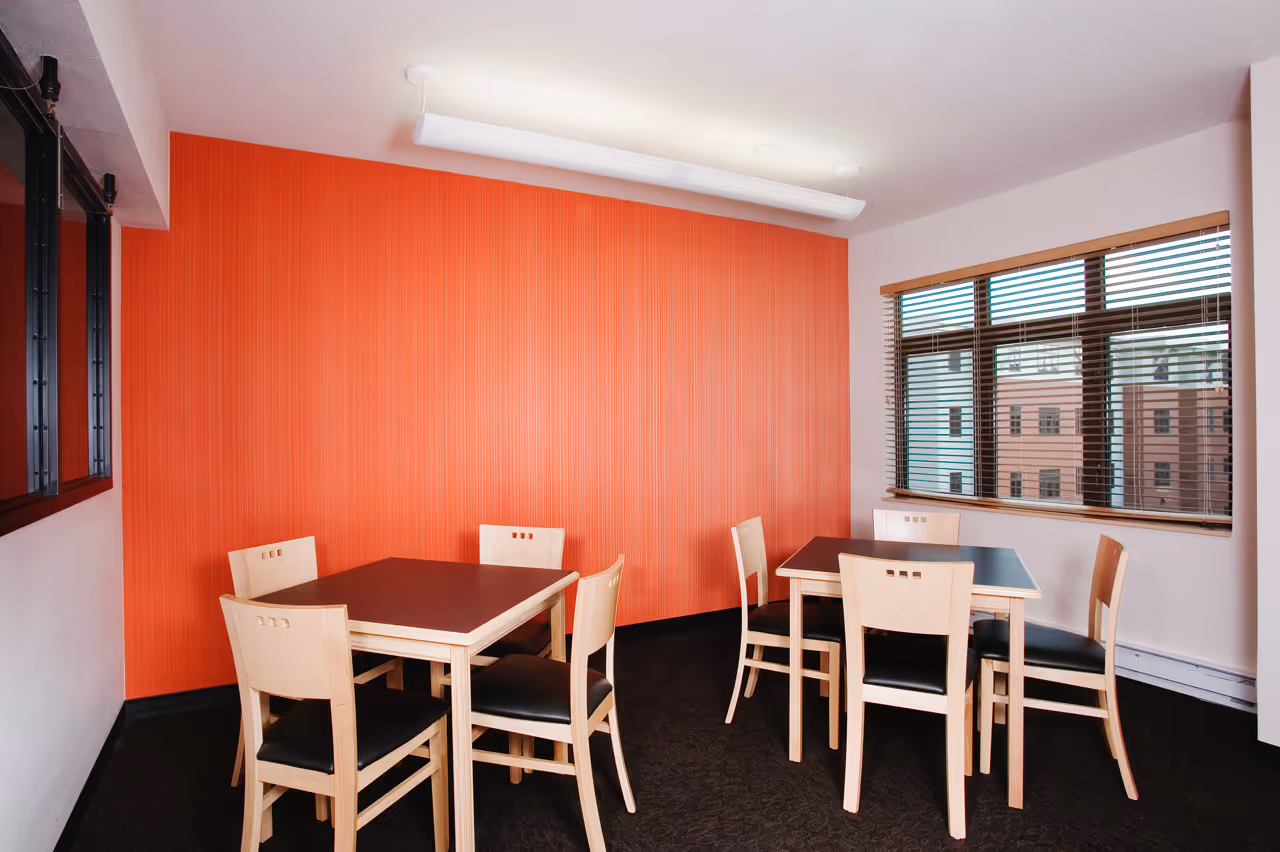 Study room with tables and chairs