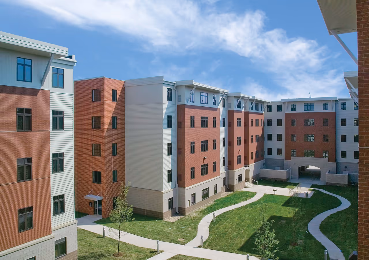 Exterior bird's eye view of walking paths
