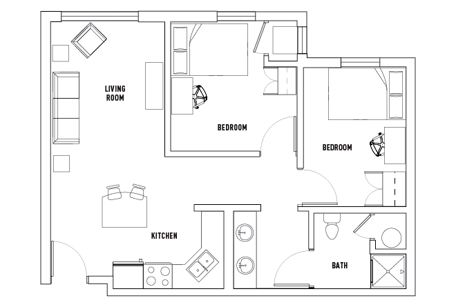 2 Bedroom Floor Plan Layout
