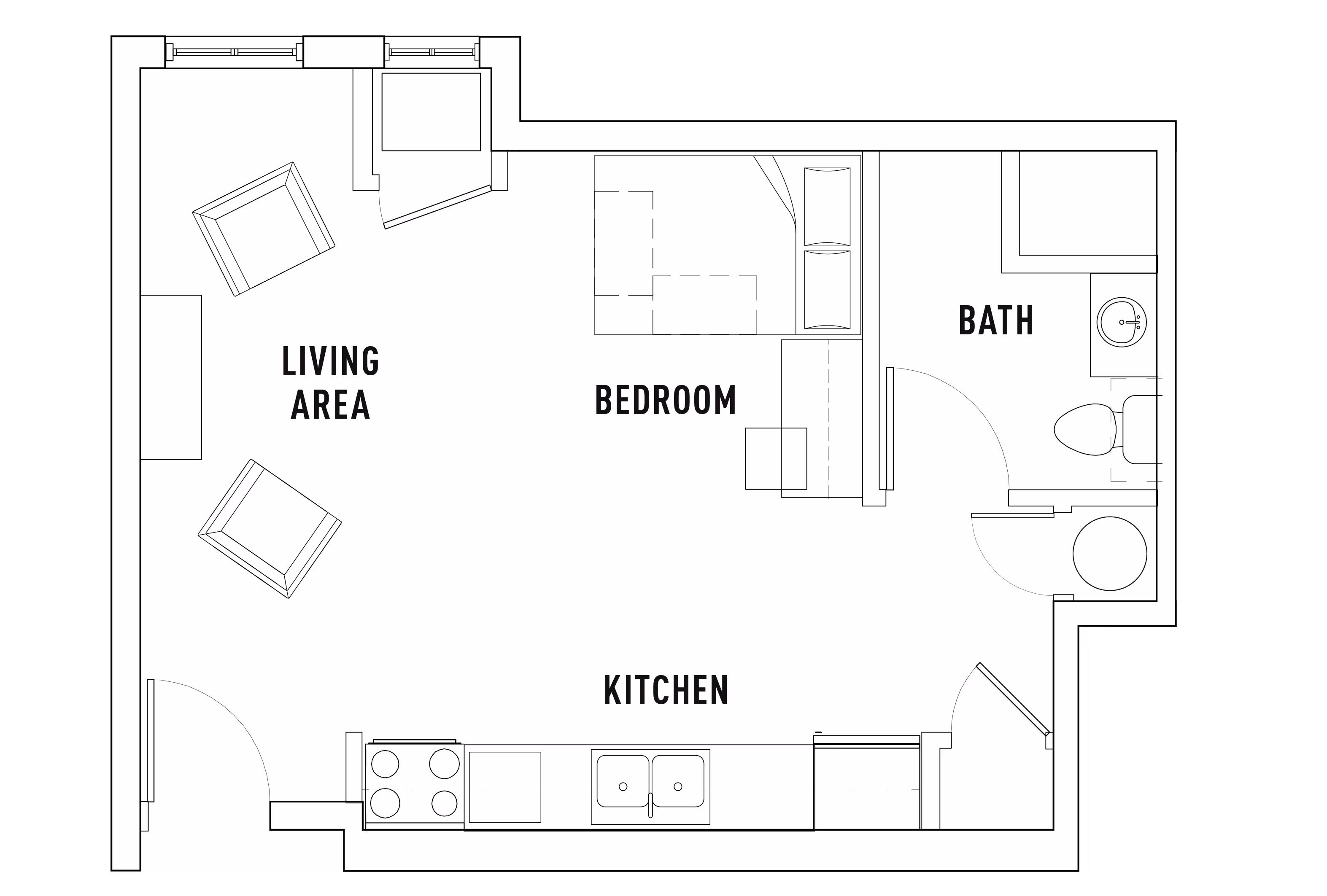 Studio Corner Floor Plan Layout