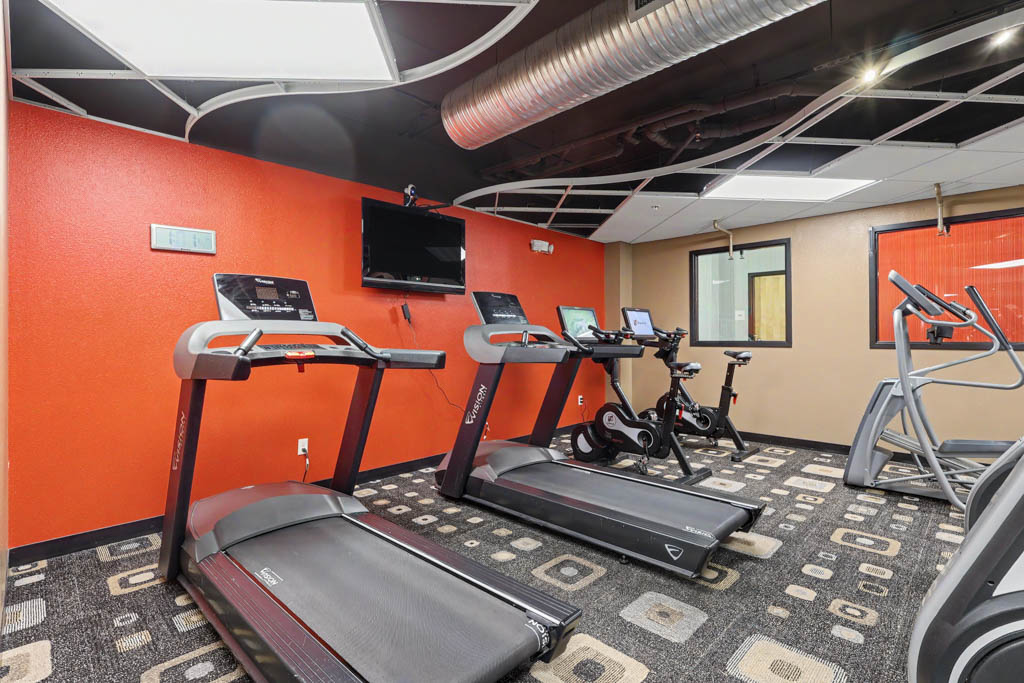 Gym with treadmills