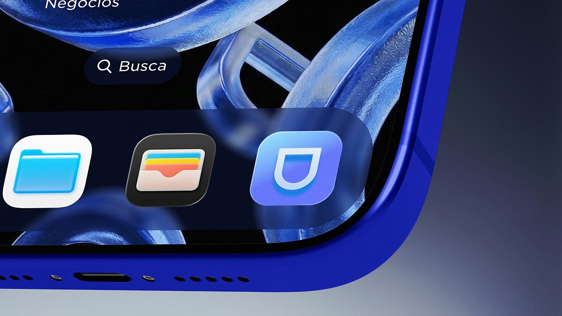 aplicação do signo defensive em um icone de aplicativo em um iphone