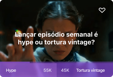 Pessoa com expressão séria em fundo escuro com pergunta sobre hype ou tortura vintage.
